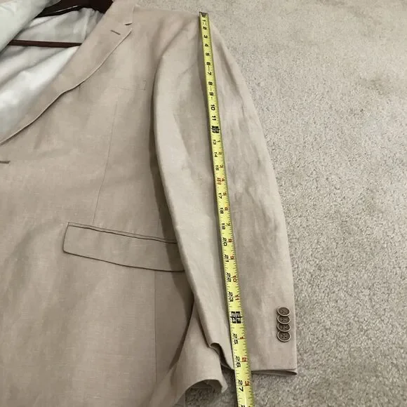 Tommy Hilfiger Sport Coat Jacket Sz L44 2 Button Front Linen Blend Beige/Tan - Picture 8 of 9